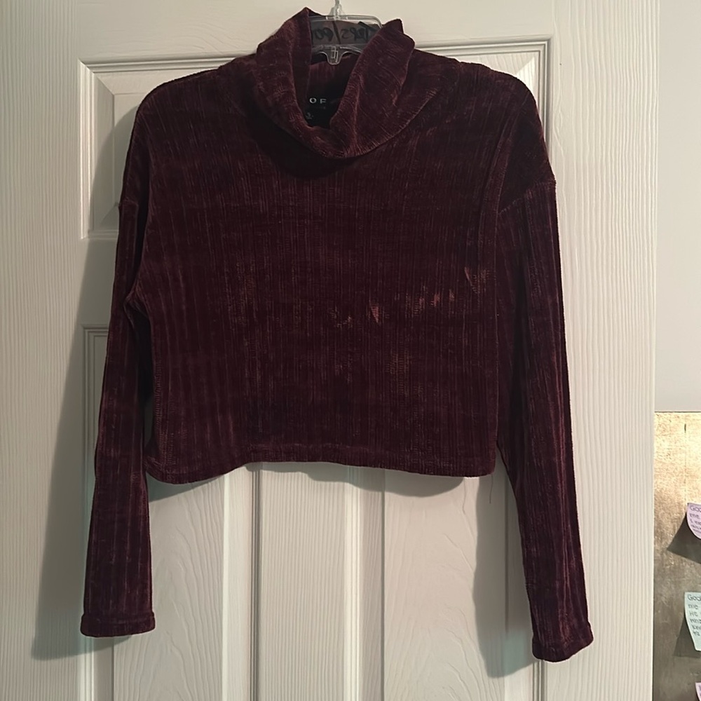 Dark Red Loose Turtle Neck Sweater